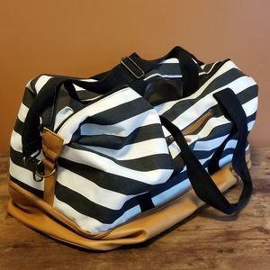 Black and White Canvas Travel Bag or Tote
